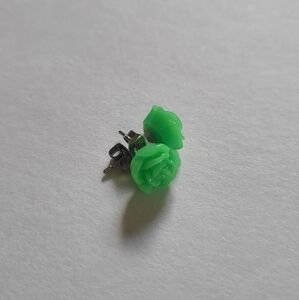 Sterling Silver Green Sparkly Rose Stud Earrings
